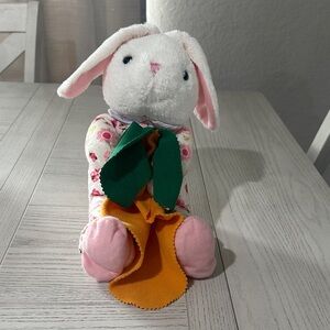 Floral Plush Bunny with Carrot